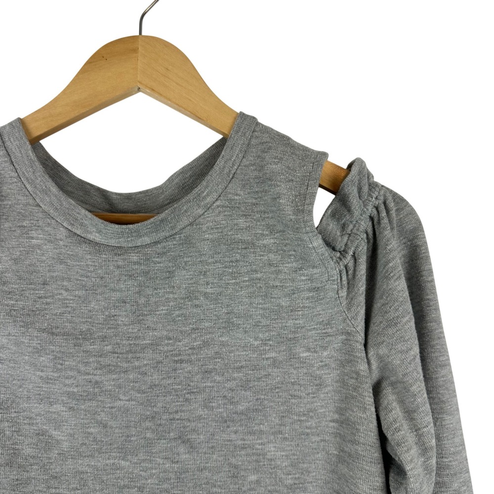 Pleione Cold Shoulder Sweatshirt Women S Gray Ruched Tie Sleeve KFP46811